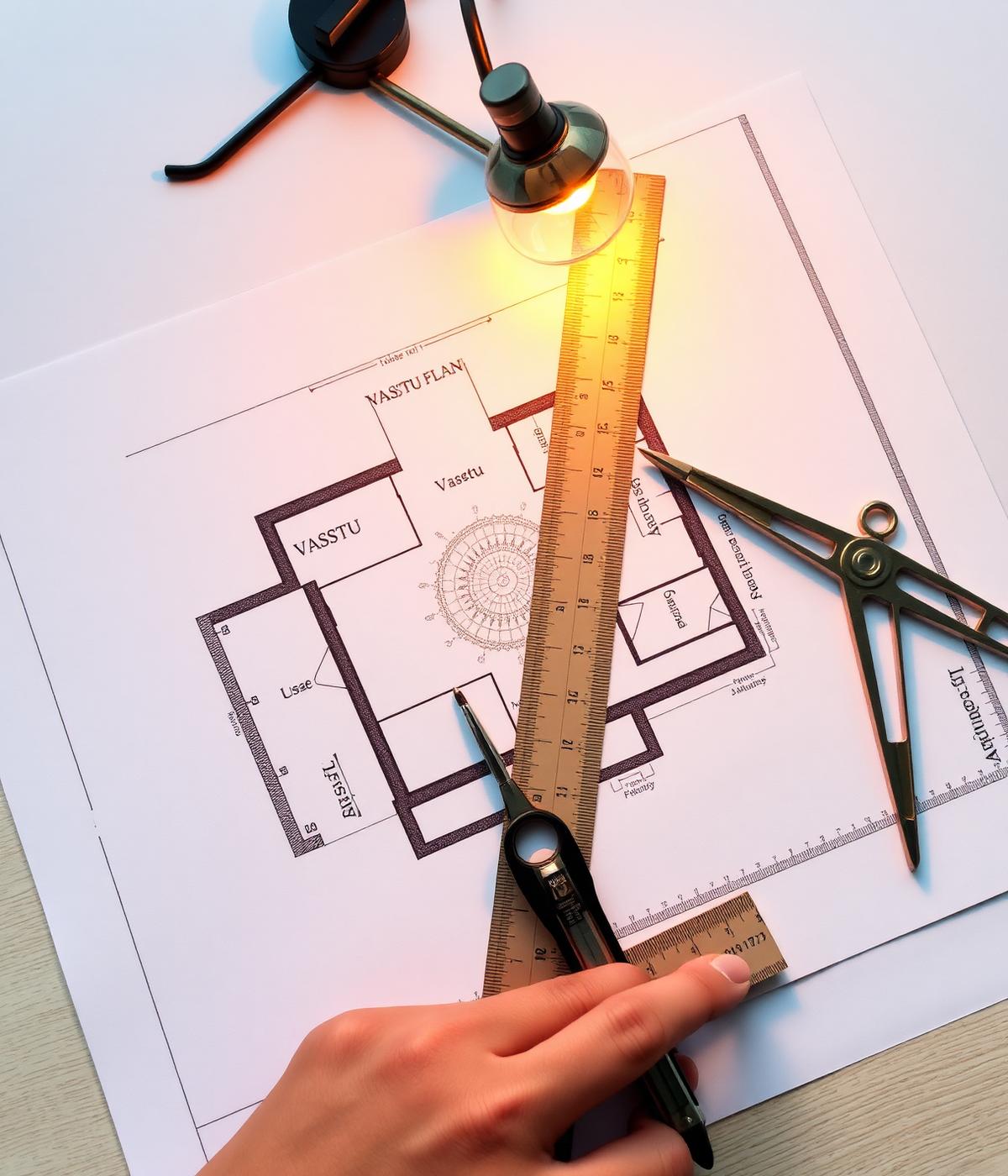 Vastu floor plan being drawn by architect